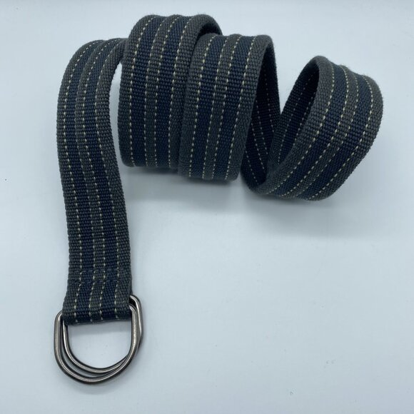 Gray Two Tone 5 Stripe Woven D-Ring Belt Men's Size 38 End to End 45" - Picture 3 of 11